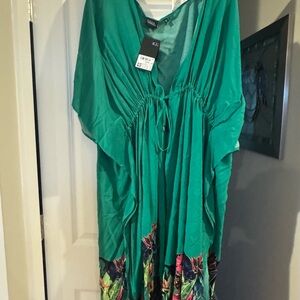 Ulla Popken Green Floral Kaftan